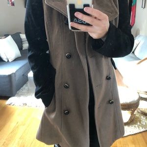 Black and brown peacoat